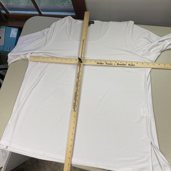 Slinky Brand Tunic Top Womens 3X White Scoop Neck Stretch Travel Knit Flowy - Picture 7 of 12